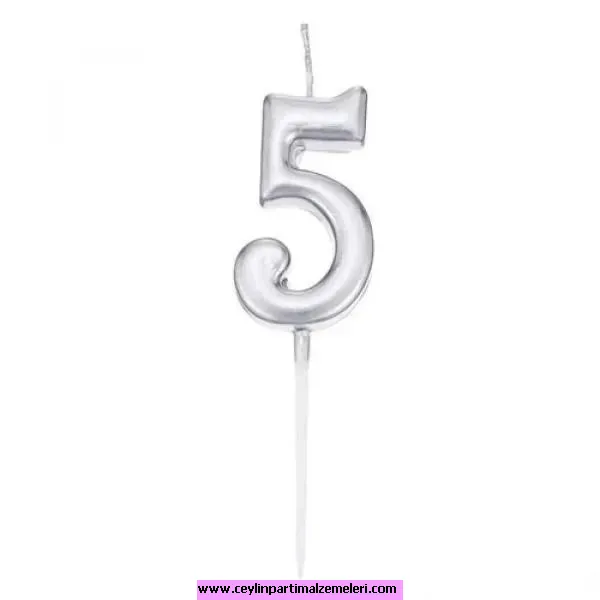 5 Rakam Mum Gümüş